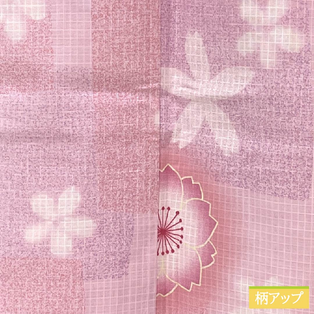 浴衣 木綿 身丈159cm 裄丈65.5cm Bランク 単衣 ピンク系 唐棣色（にわうめいろ） 八重桜 1118006074313
