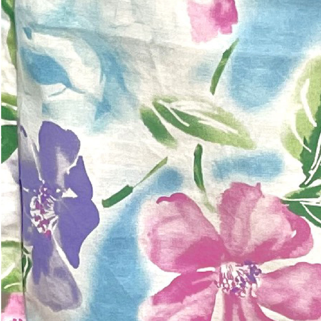 浴衣 浅縹色 花模様 木綿 Aランク 単衣 身丈166.5cm 裄丈64cm 青系 1118001083517