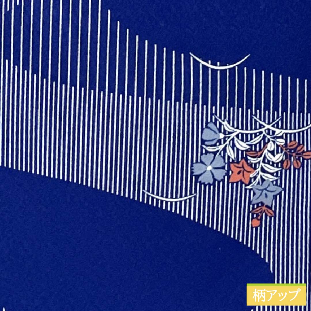 小紋 ポリエステル Sランク 身丈162cm 裄丈65.5cm 袷 瑠璃色（るりいろ） 流水 花 洗える着物  青系 1115007512417