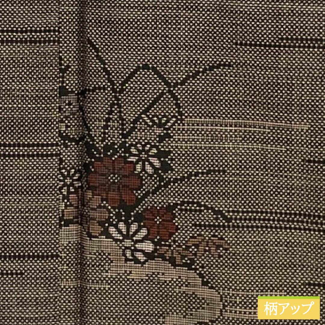 紬 正絹 Sランク 身丈170.5cm 裄丈68cm 赤墨色（あかずみいろ） 大島紬 一元絣 7マルキ 袷 茶系 1116004332614