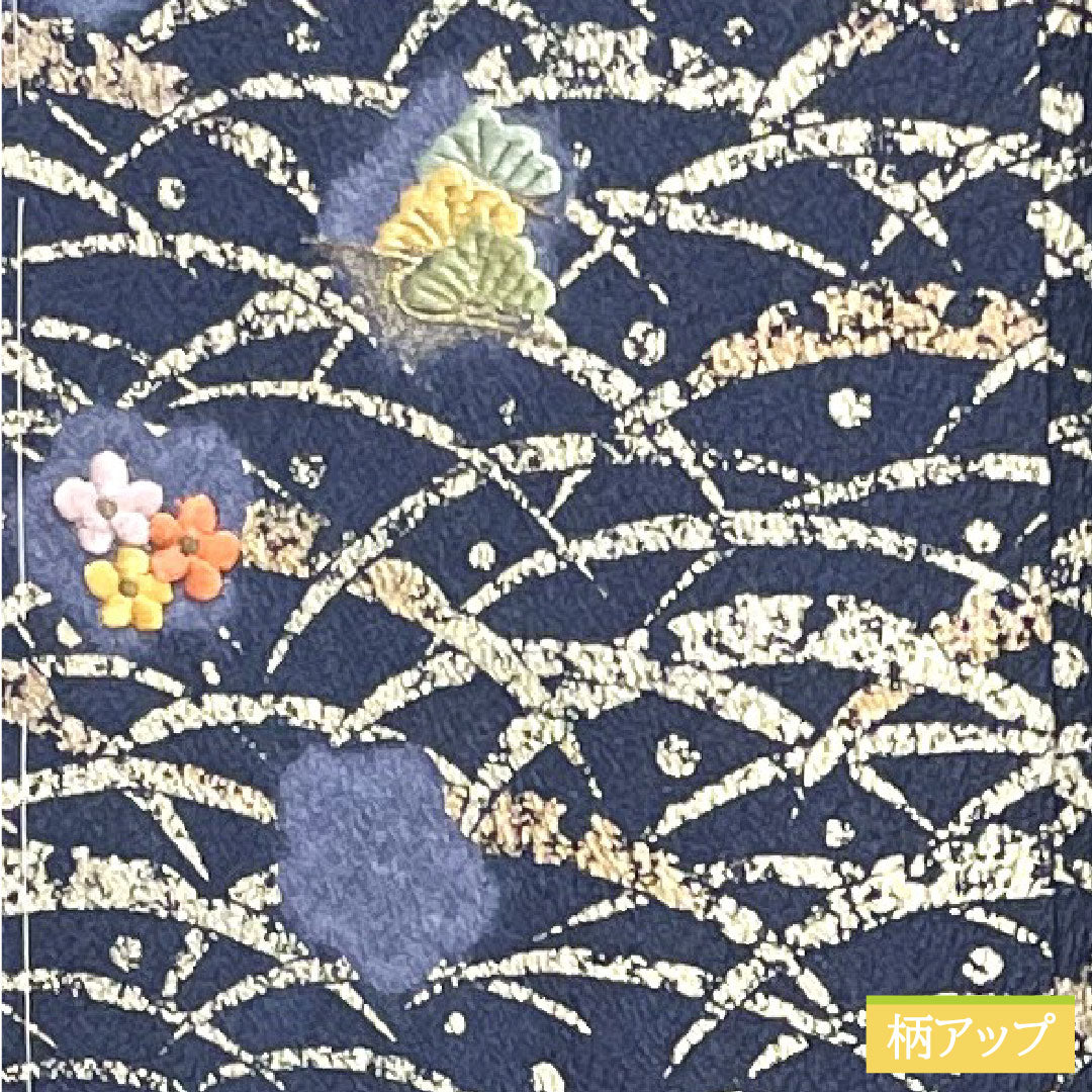 訪問着 正絹 袷 身丈155cm 裄丈62cm 江戸納戸色 京友禅 絞り しつけ糸付き 未使用品 Sランク 青系 1112003872317