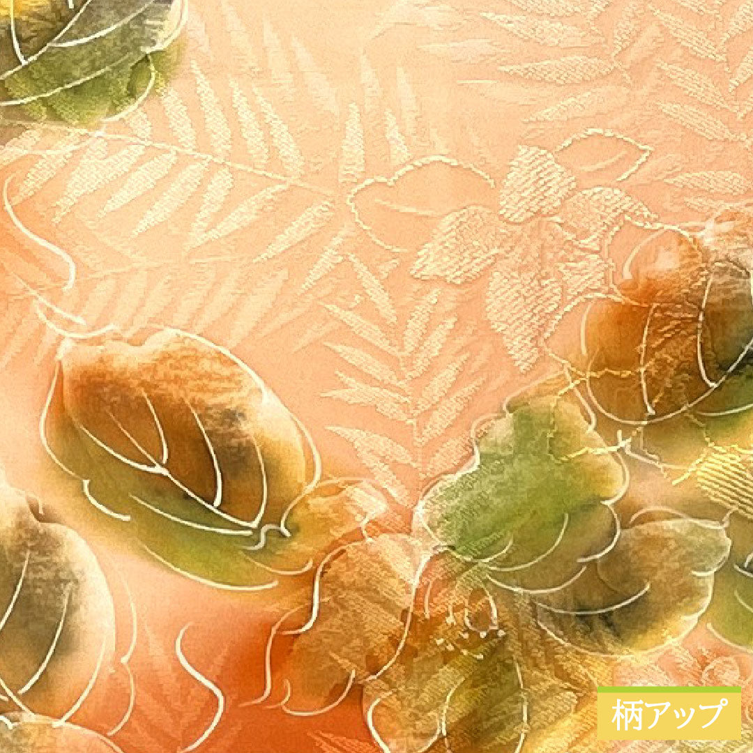 小紋 正絹 身丈157.5cm 裄丈62.5cm 袷 濡れ描き友禅 抽象花 しつけ糸付き Aランク ピンク系 1115004873313