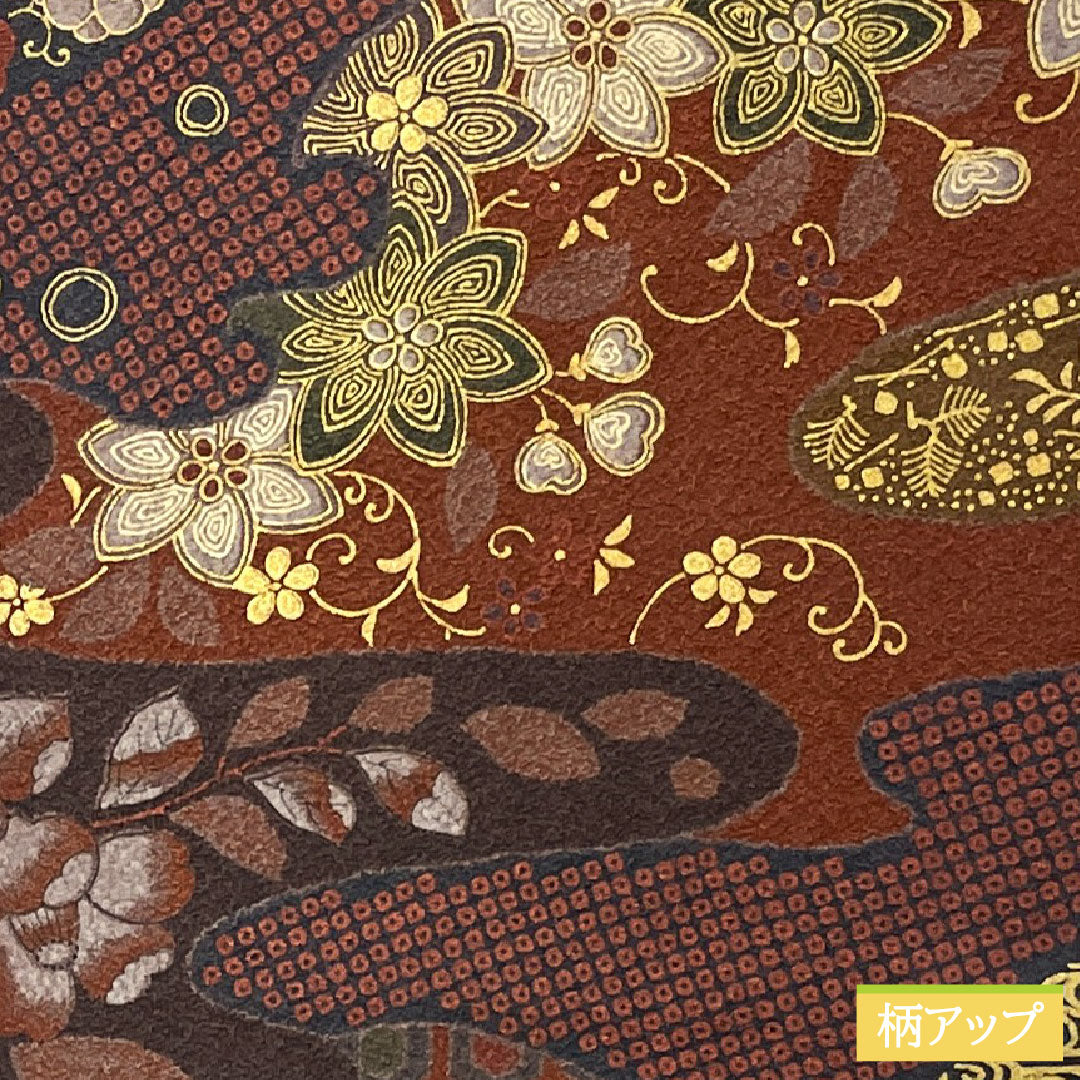 小紋 正絹 Sランク 身丈164.5cm 裄丈64.5cm 袷 小豆茶色（あずきちゃいろ） 辻ヶ花 ザ・スーパーシルク スコッチガード加工  茶系 1115007632414