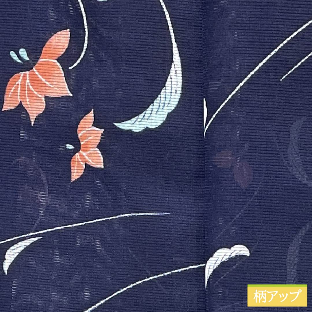 夏物 夏着物 訪問着 着物 中古 伊藤翠彗 落款 手描き 植物文様 濃紺色 象牙色 身丈162.5cm 裄66.5cm M ワイド きもの北條 A1226-15 夏物 夏着物 訪問着 着物 中古 伊藤翠彗 落款 手描き 植物文様 濃紺色