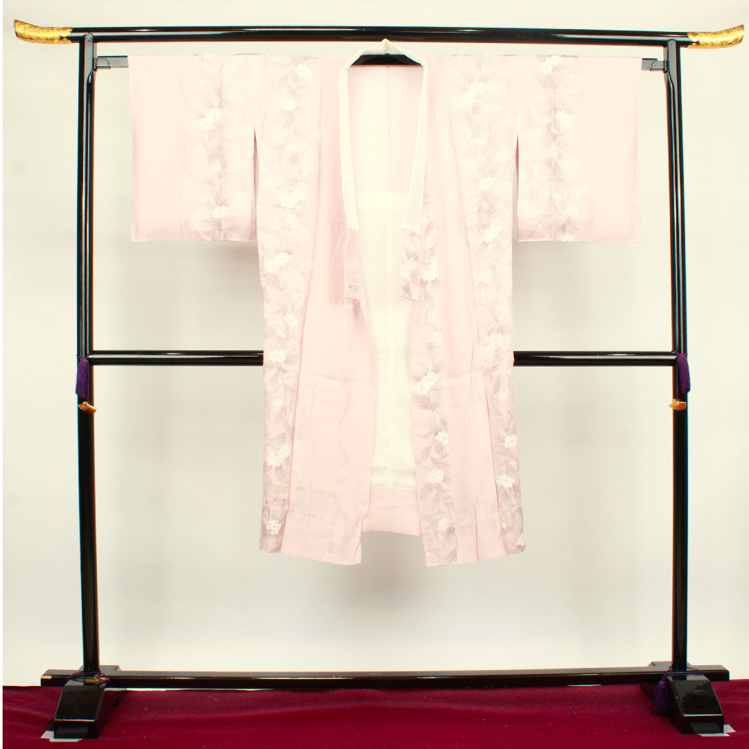 長襦袢 正絹 身丈122cm 裄丈64cm 袷  草花模様  Sランク ピンク系 1129000412113