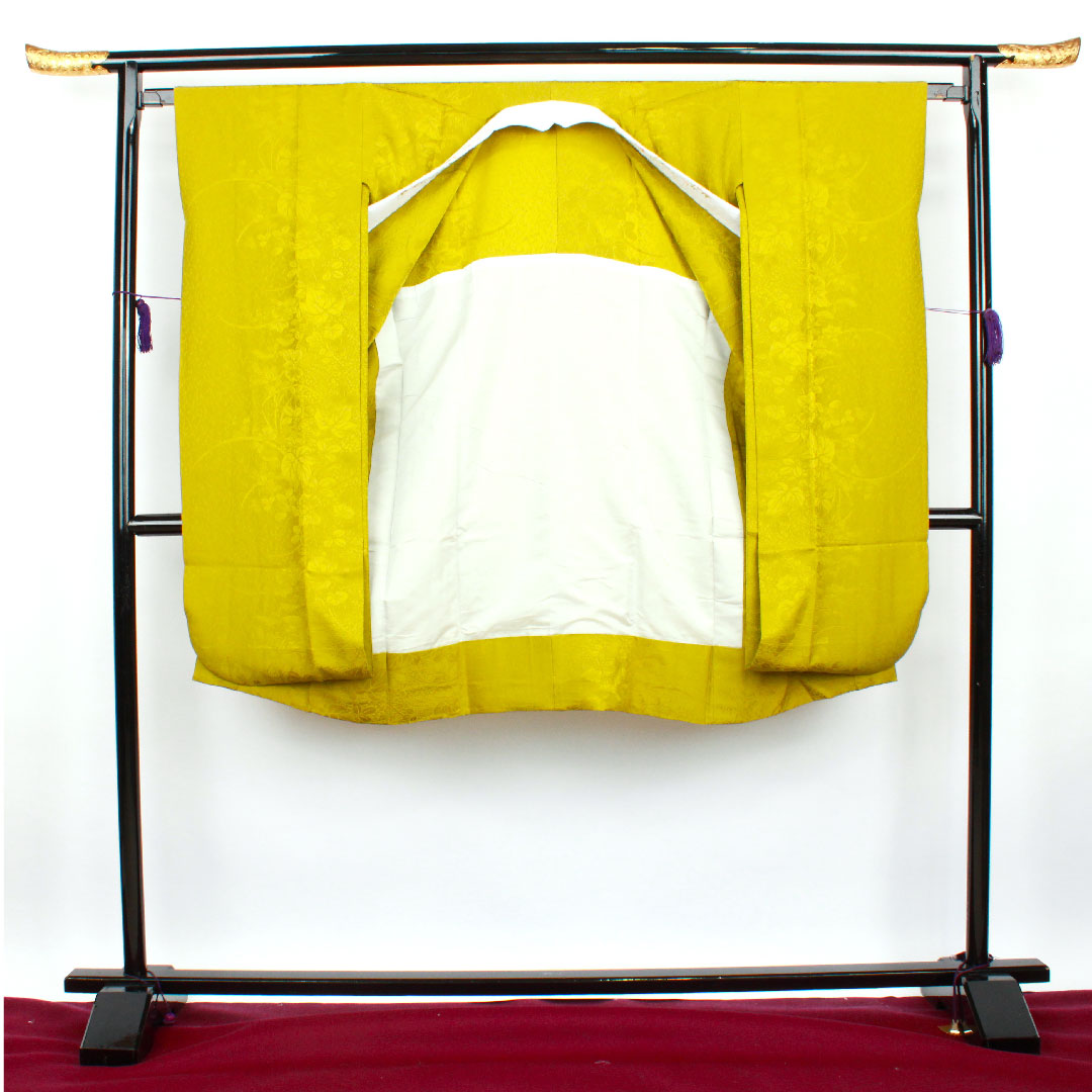 長襦袢 正絹 身丈115.5cm 裄丈66cm 単衣  朽葉色 振袖用 草花模様  Sランク 緑系 1129000302119