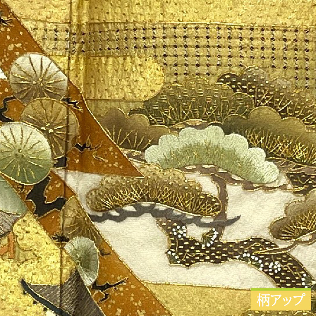 色留袖 正絹 身丈163cm 裄丈64cm 袷 白練色（しろねりいろ） 京友禅 刺繍 時代人物風景模様 一つ紋 三つ柏 パールトーン加工 Aランク ベージュ系 1111001493425