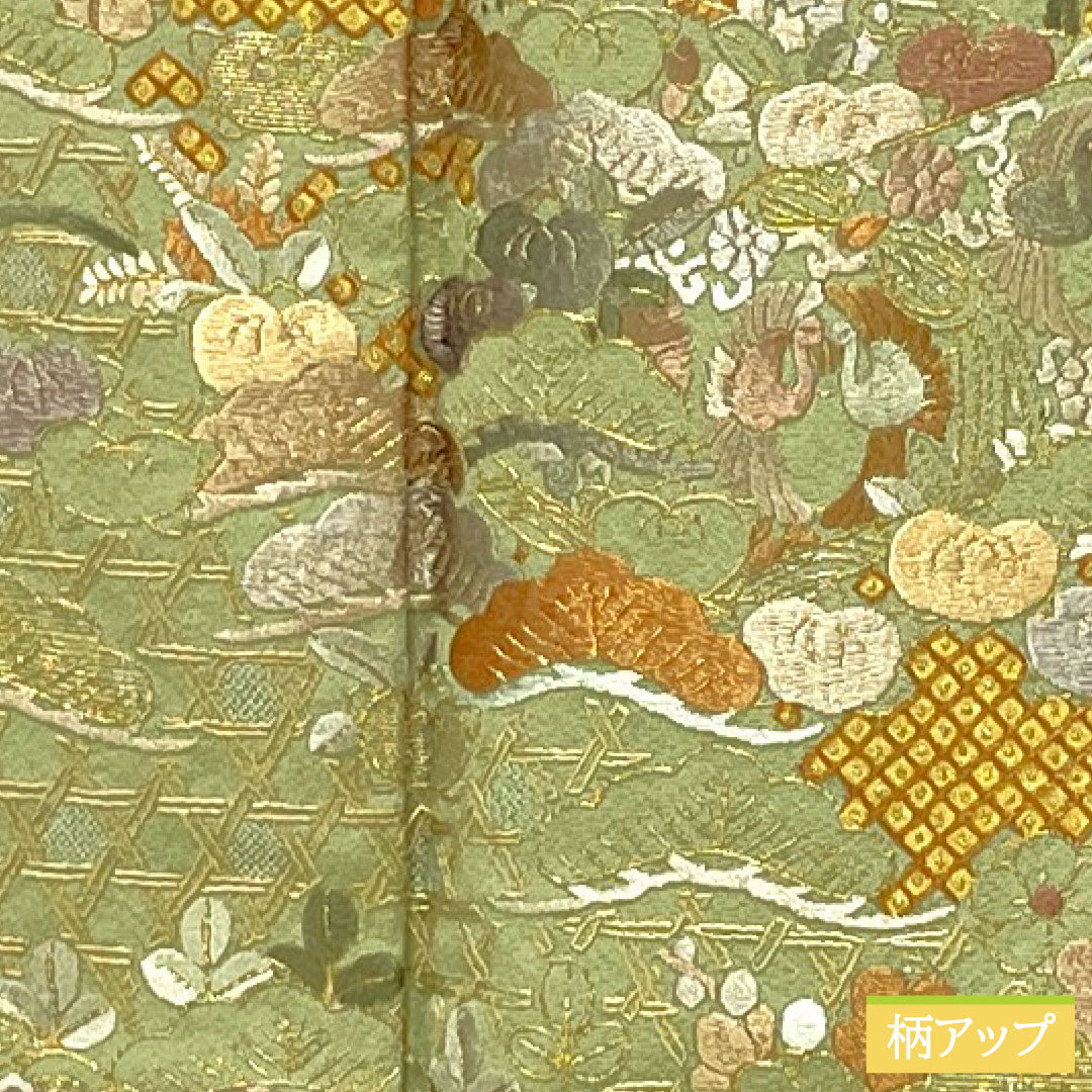 色留袖 正絹 身丈163cm 裄丈67cm 袷 薄柳色（うすやなぎいろ） 蘇州刺繡 丹後ちりめん 吉祥文様 三つ紋 丸に下り藤 Sランク 緑系 1111001682419
