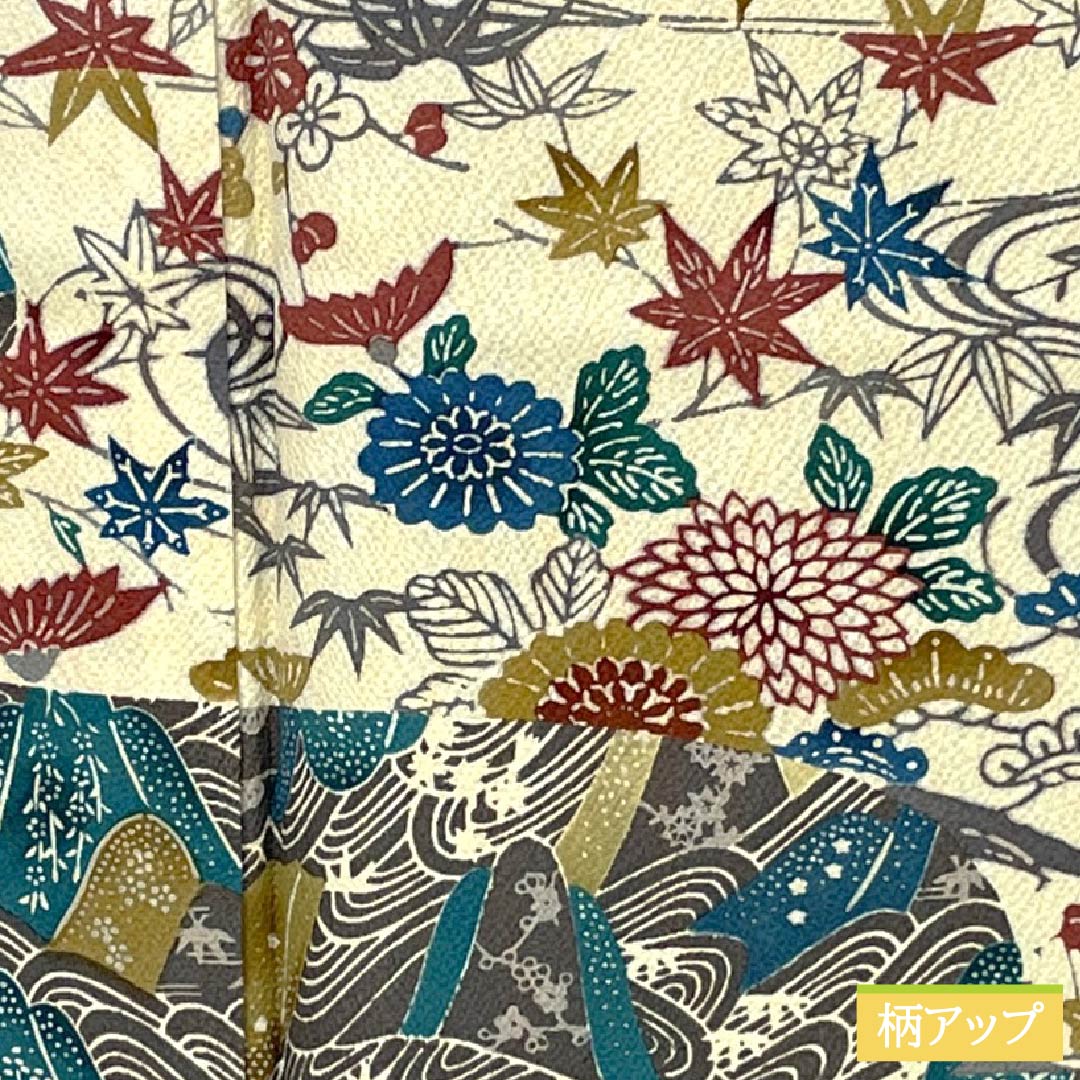 Visiting Kimono, Pure Silk, S Rank, Lined, Length 165.5cm, Sleeve Length 67.5cm, Kyoto Bingata Style, Bingata Style, Auspicious Motifs, Gray, Product Number: 1112006742522