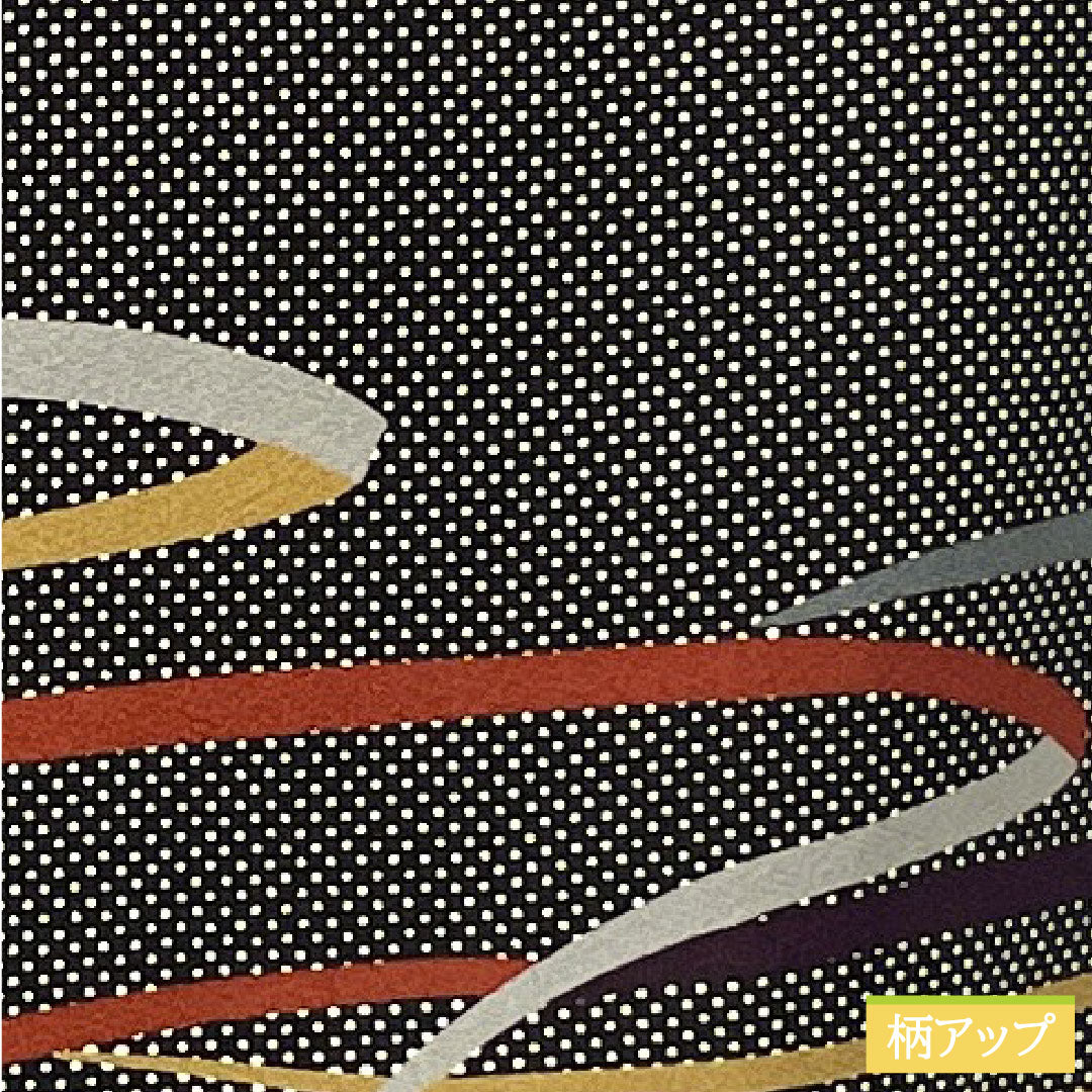 Homongi, pure silk, lined, length 161cm, sleeve length 64.5cm, good manners, abstract pattern, basting thread included, unused, S rank, black, 1112005122410