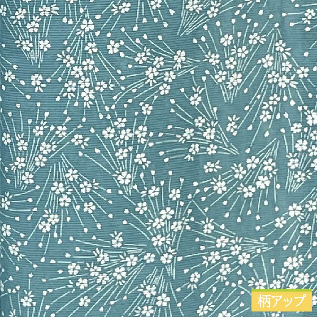 夏物 ポリエステル 小紋 身丈161cm 裄丈64cm 水浅葱色（みずあさぎいろ） 小花 洗える着物 絽 Aランク 水色系 1132002473424