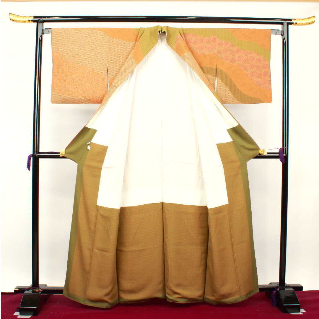 小紋 身丈164.5cm 裄丈65.5cm 袷  人間国宝 中村勇二郎 江戸小紋 草花模様  正絹 Sランク グラデ 1115002882499