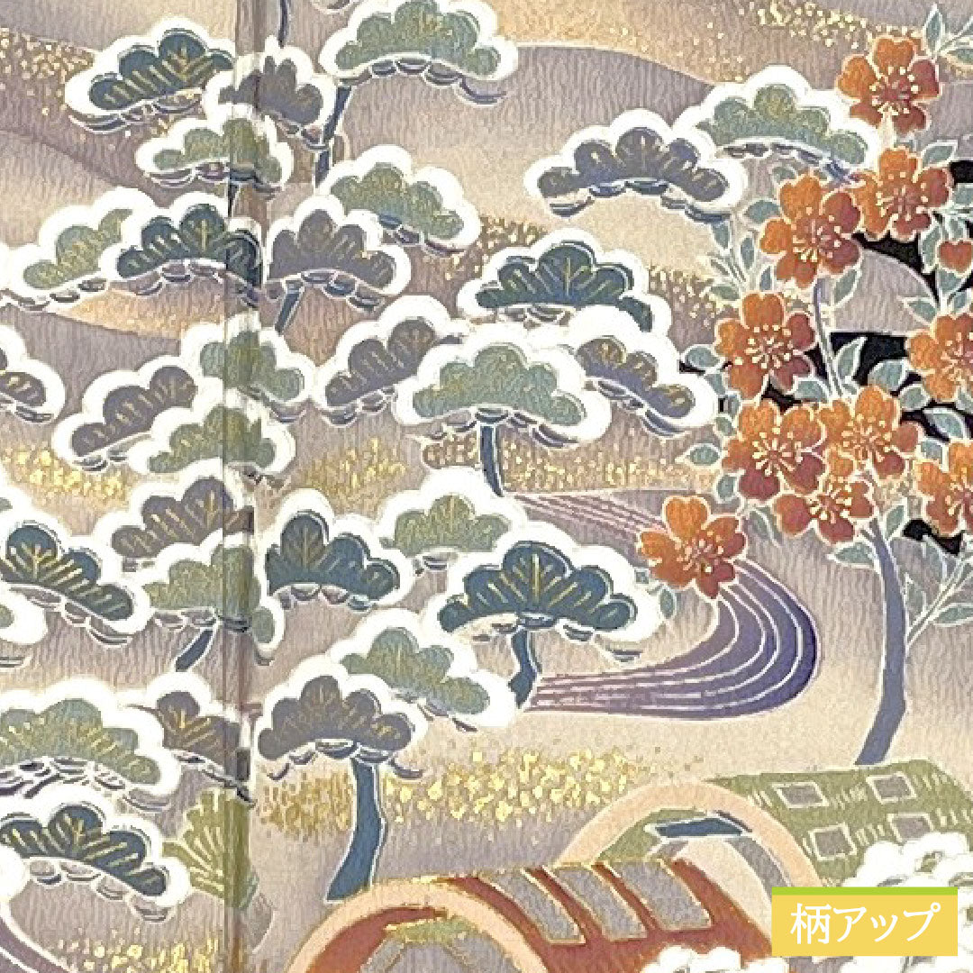Black formal kimono, pure silk, length 162.5cm, sleeve length 62cm, lined, Kyoto yuzen, landscape pattern, five crests, sword and katabami, with basting thread, unused, S rank, black, 1111001572410