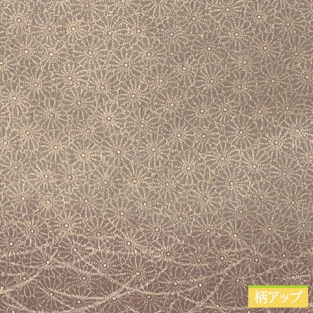 小紋 ポリエステル 身丈155.5cm 裄丈63.5cm 袷 桜鼠色（さくらねずいろ） 洗える着物 菊 露芝 Aランク 紫系 1115004913320