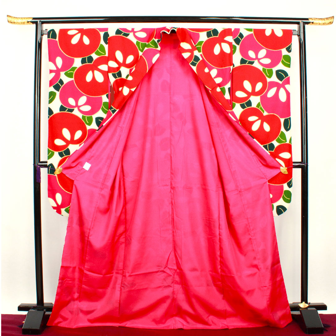 振袖 身丈167.5cm 裄丈67.5cm 袷  洗える着物 橘  ポリ Sランク 白系 1113001432511