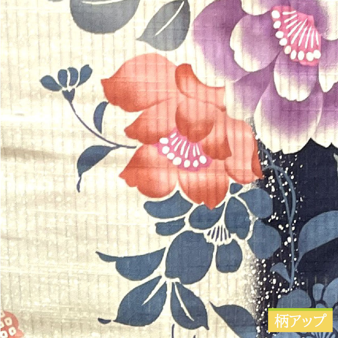 浴衣 木綿 身丈166cm 裄丈67cm Sランク 単衣 白系 竪絽（たてろ） 芍薬 1118004752511