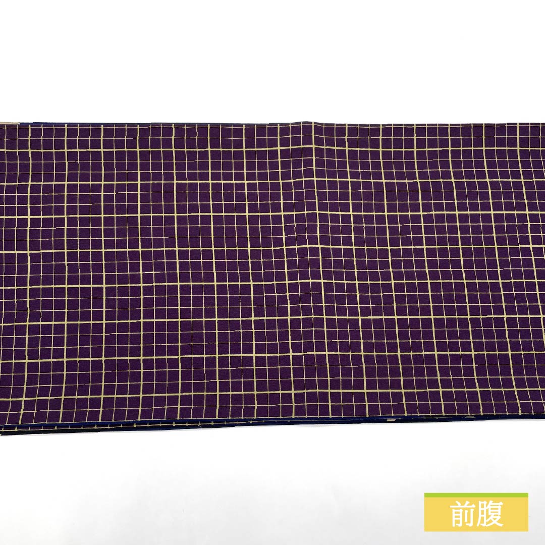 （京袋帯）名古屋帯 ポリエステル Aランク 瑠璃紺色（るりこんいろ） リバーシブル 染め帯 雪輪 帯丈396cm 六通 カジュアル 青系 1124011033417 開き仕立て