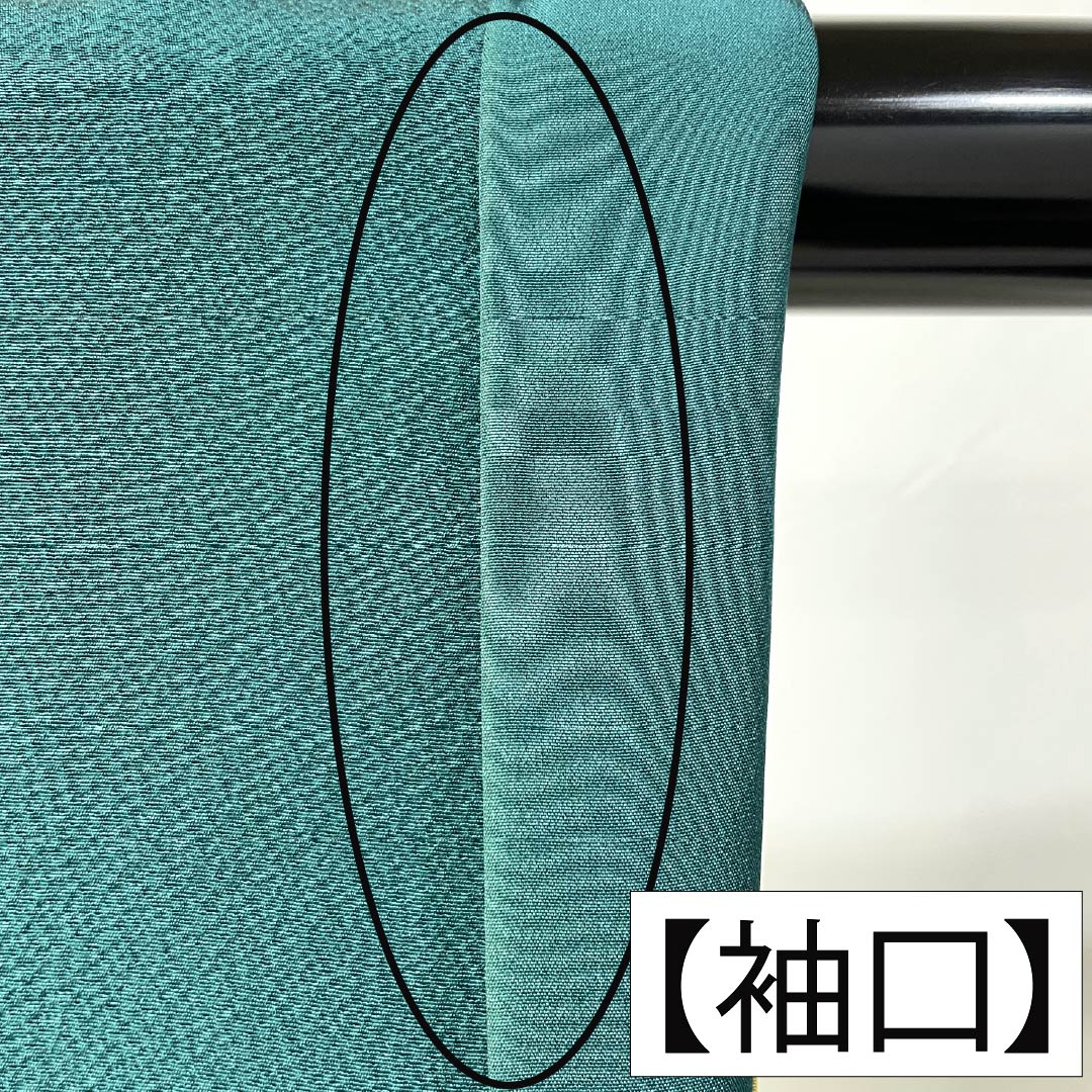 色無地 正絹 Aランク 身丈171.5cm 裄丈67.5cm 蒼黒色（そうこくいろ） ちりめん地 素無地 袷 緑系 1114003033619