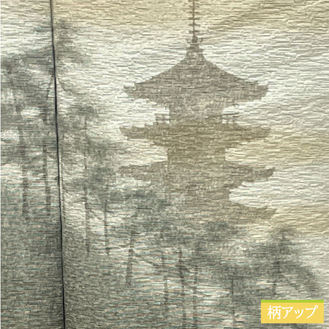 訪問着 正絹 袷 身丈167cm 裄丈64cm 楊梅色 風景模様 作家物 しつけ糸付き 未使用品 Sランク 黄系 1112003382523