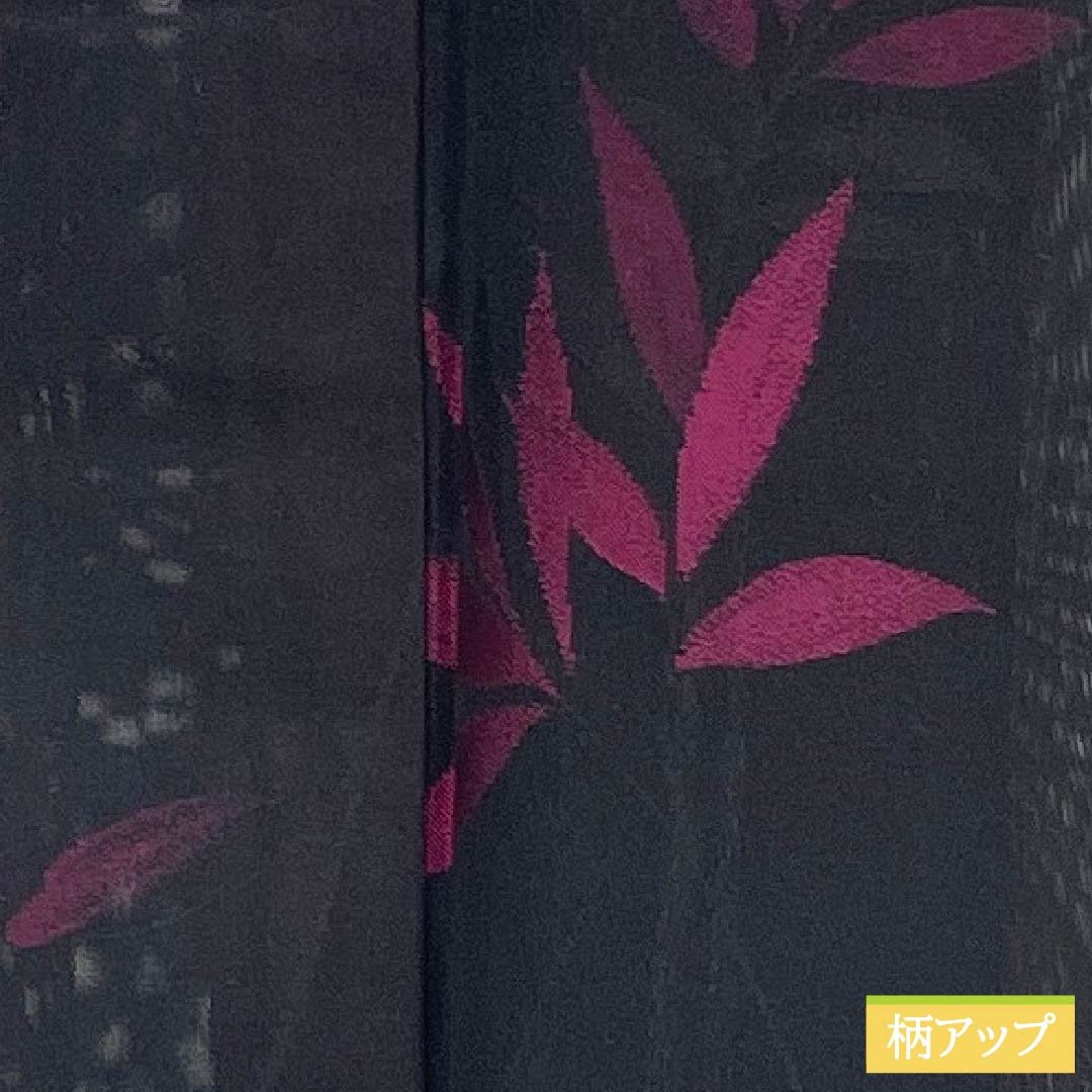 Summer pure silk komon length 157.5cm sleeve length 62.5cm branches leaves gauze S rank black 1132002022310