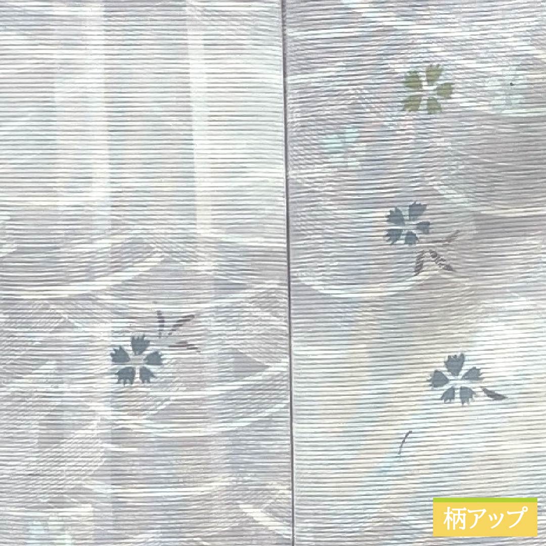 夏物 ポリエステル 小紋 身丈160cm 裄丈65cm 霞色（かすみいろ） 撫子 波 洗える着物 絽 Bランク グラデーション系 1132002454499