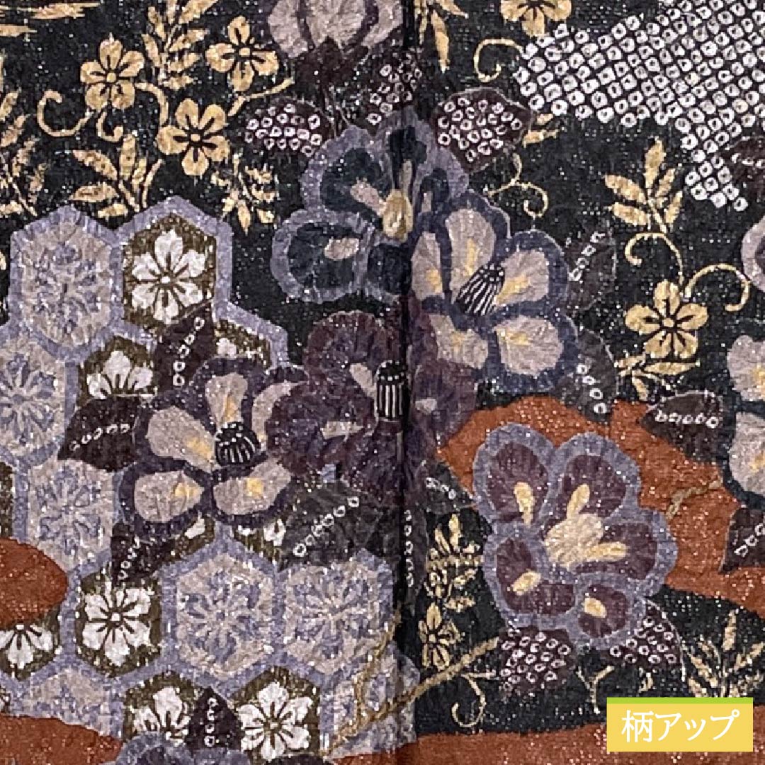 Hōmongi (silk, S rank, lined, length 153cm,裄丈63cm) - Kishizumiiro, Shuan-iro, Kyo-Yuzen, Shibori, Gin-Tōshi, classic pattern, multi-color. Product number: 1112007702228