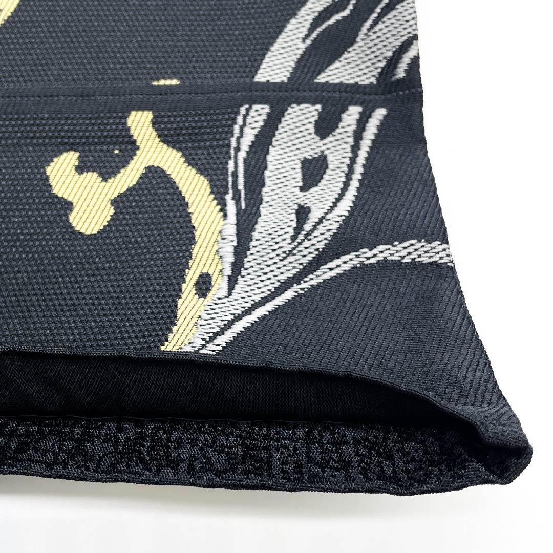 名古屋帯 京袋帯 黒色 水文様 幾何学模様 古典柄 帯丈367cm ポリエステル Sランク 六通 カジュアル 黒系 1124005432310  京袋