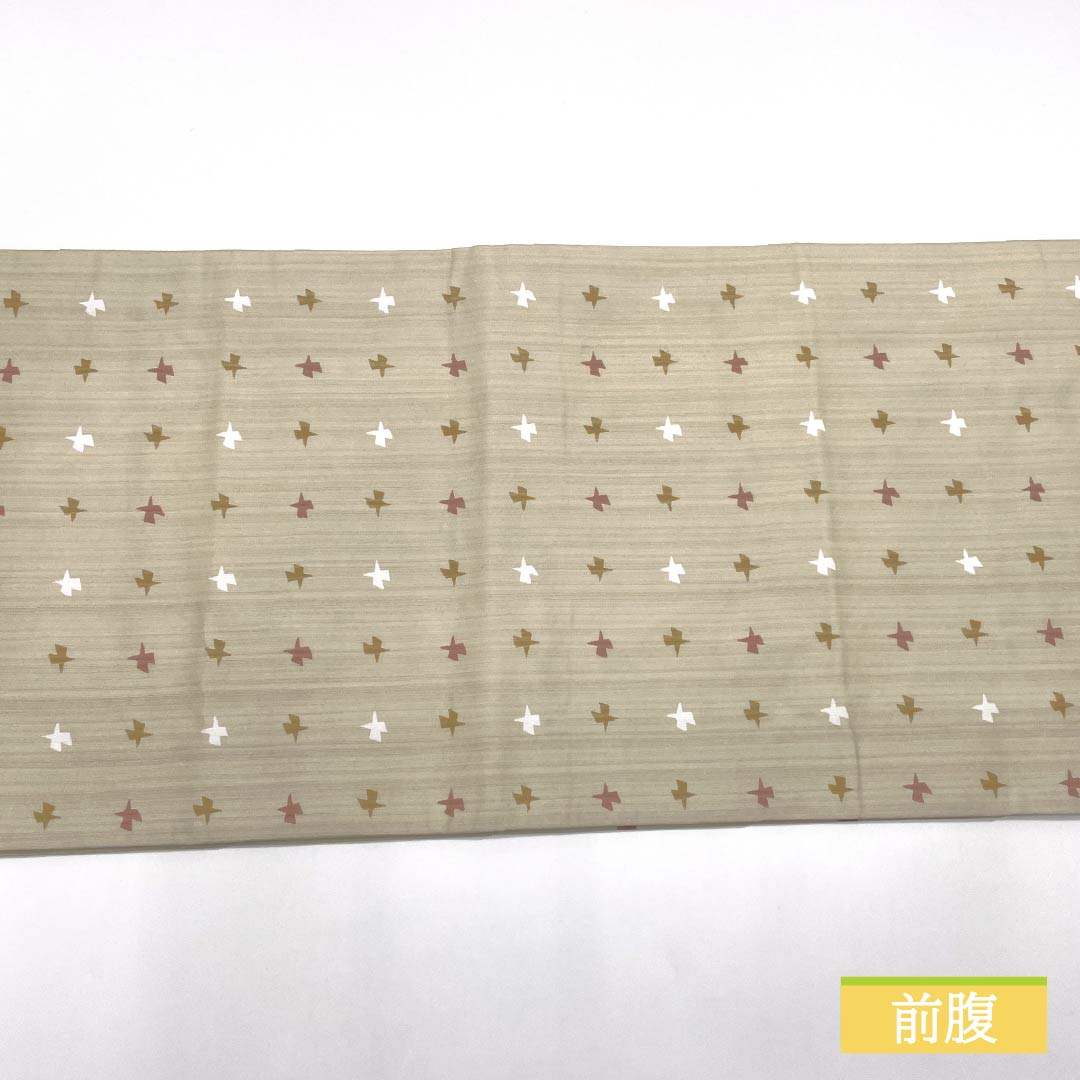 （京袋帯）名古屋帯 ポリエステル Sランク 蒸栗色（むしぐりいろ） 染め帯 京袋帯 リバーシブル 帯丈380cm 全通 カジュアル ベージュ系 1124010972425 開き仕立て