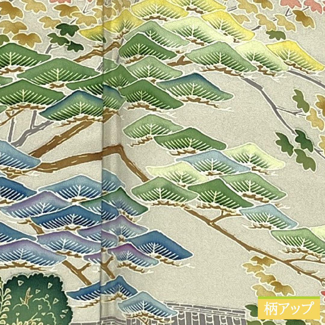 色留袖 正絹 身丈166cm 裄丈68cm 袷 卯の花色（うのはないろ） 京加賀友禅 一つ紋 違い鷹の羽 パールトーン加工 しつけ糸付き 未使用品 Sランク グレー系 1111001662522