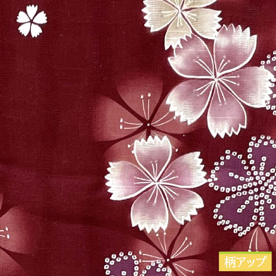 浴衣 木綿 身丈164cm 裄丈65cm Sランク 単衣 赤系 深緋色（ふかきあけいろ） 撫子 1118006412412