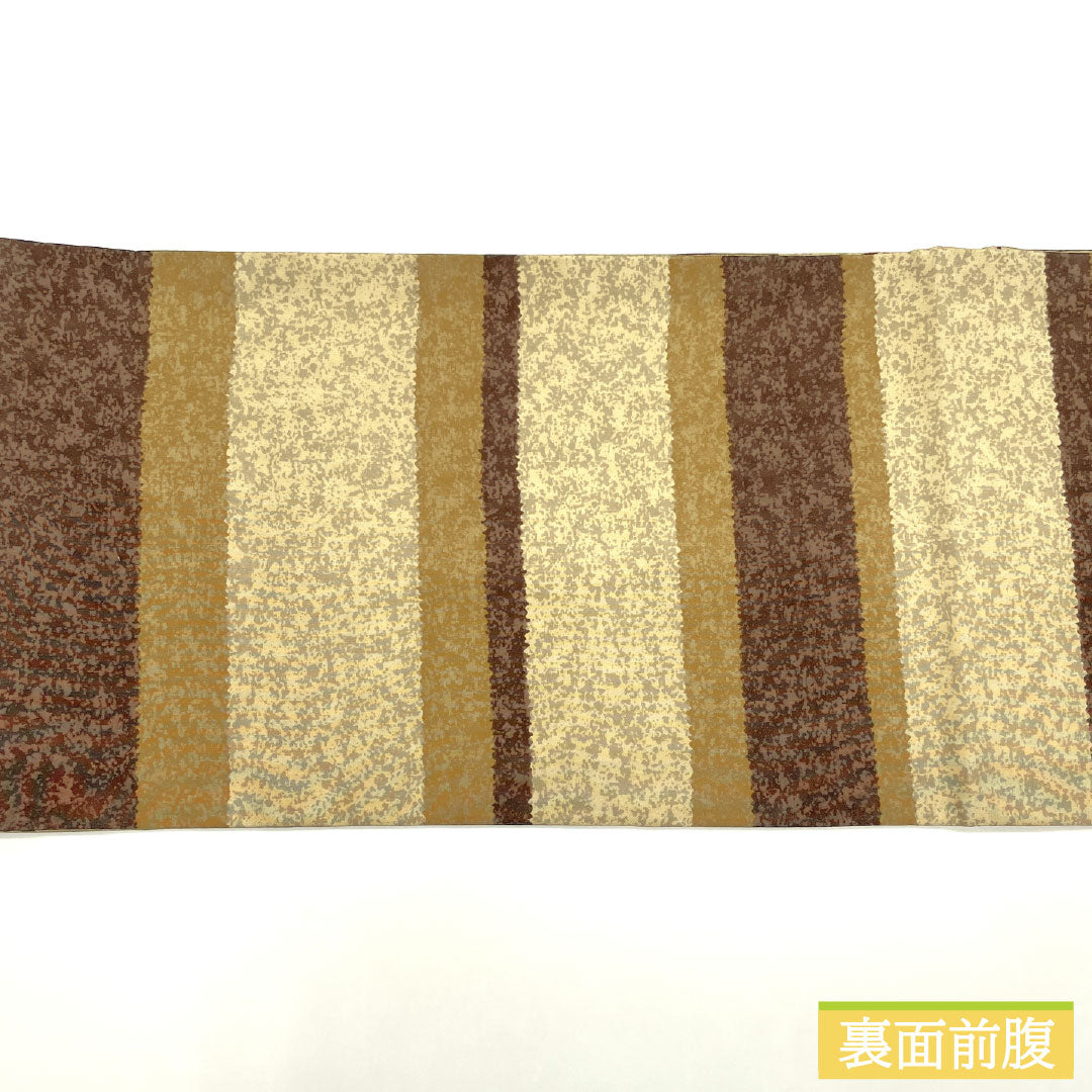 袋帯 正絹 Sランク 染め帯 リバーシブル 野菜 横段 帯丈458cm 全通 カジュアル ベージュ系 1123016392425