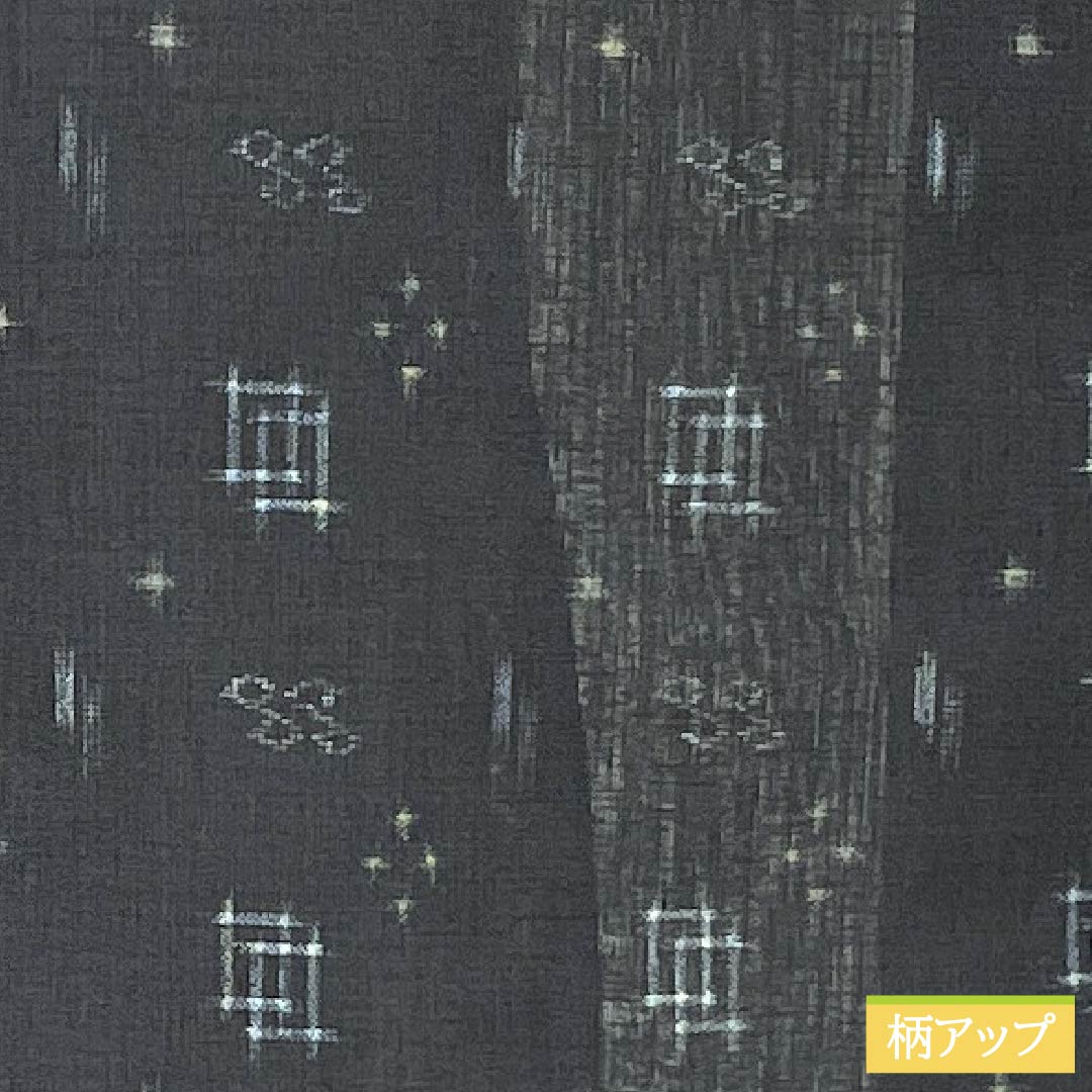 Summer kimono, polyester, small pattern, length 162cm, sleeve length 65cm, Ryukyu Kasuri style, washable kimono, gauze, S rank, black, 1132001952410