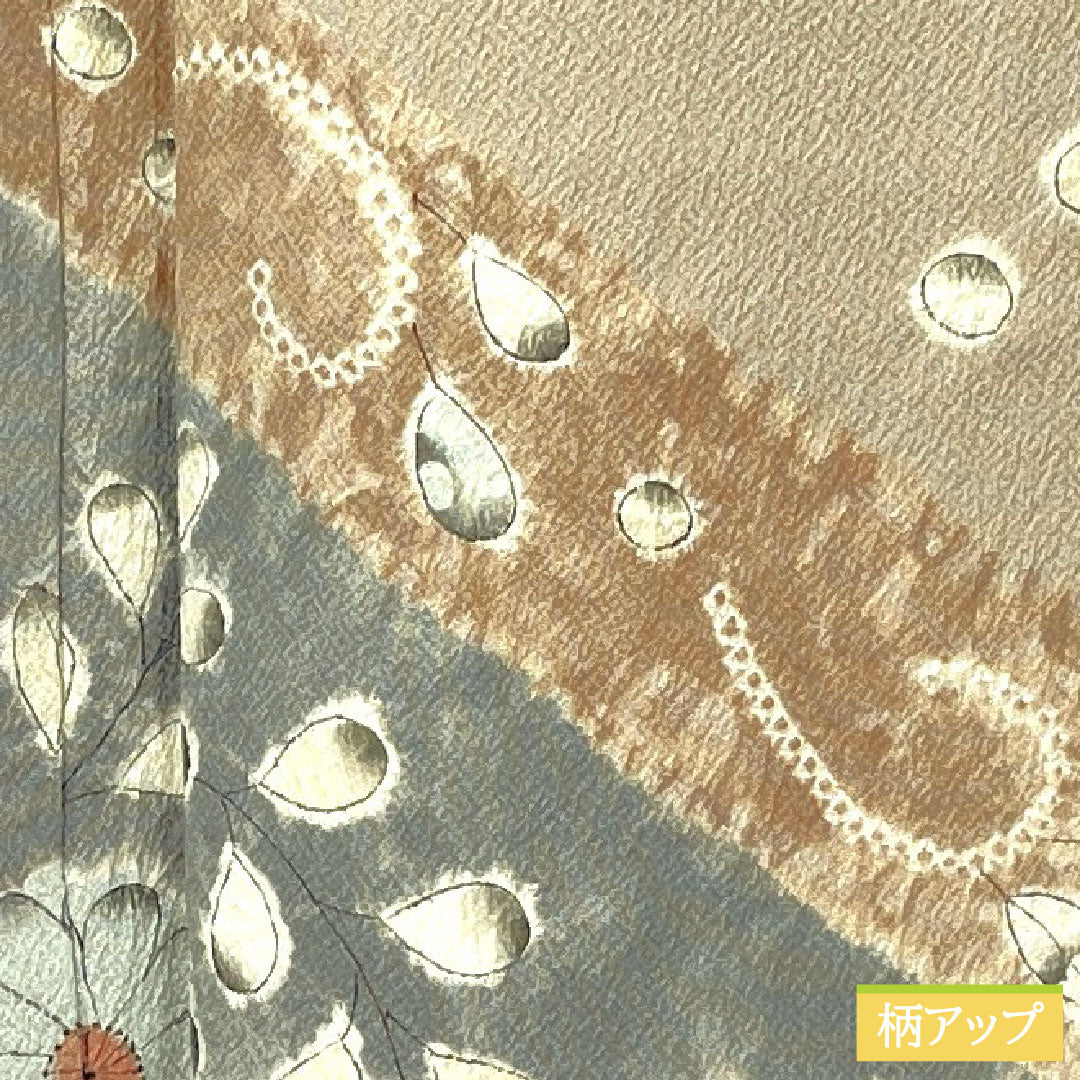 訪問着 正絹 袷 身丈152cm 裄丈61.5cm 薄香色（うすこういろ） 辻ヶ花 しつけ糸付き Sランク ベージュ系 1112006012225