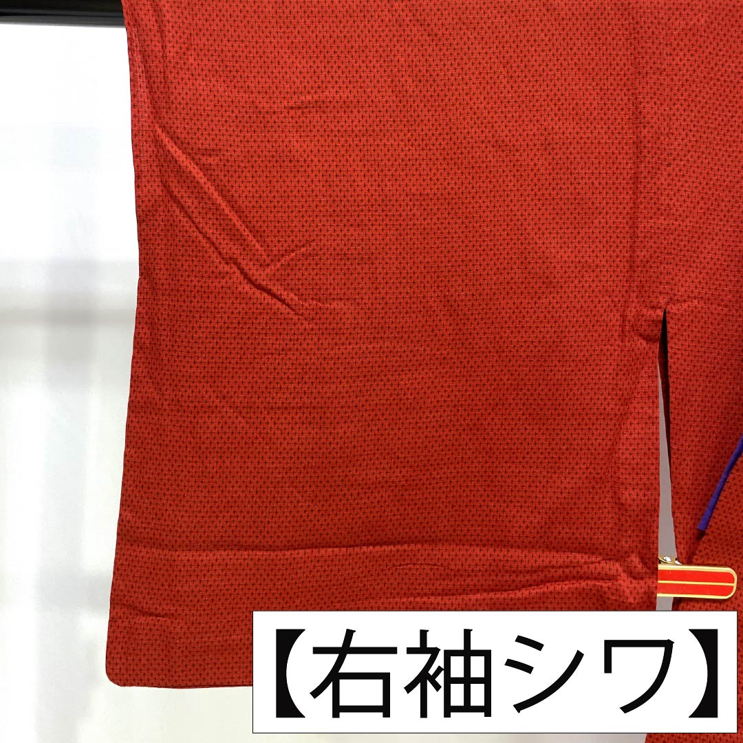浴衣 木綿 Sランク 身丈157cm 裄丈68cm 紅絹色（もみいろ） コシノジュンコ 蚊絣 牡丹 単衣 赤系 1118007352312