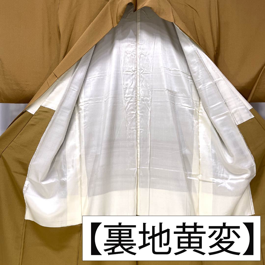 色留袖 正絹 Aランク 身丈153.5cm 裄丈63cm 袷 猟虎色（らっこいろ） 京友禅 茶屋辻 一つ紋 丸に違い柏 一つ紋 茶系 1111002273214