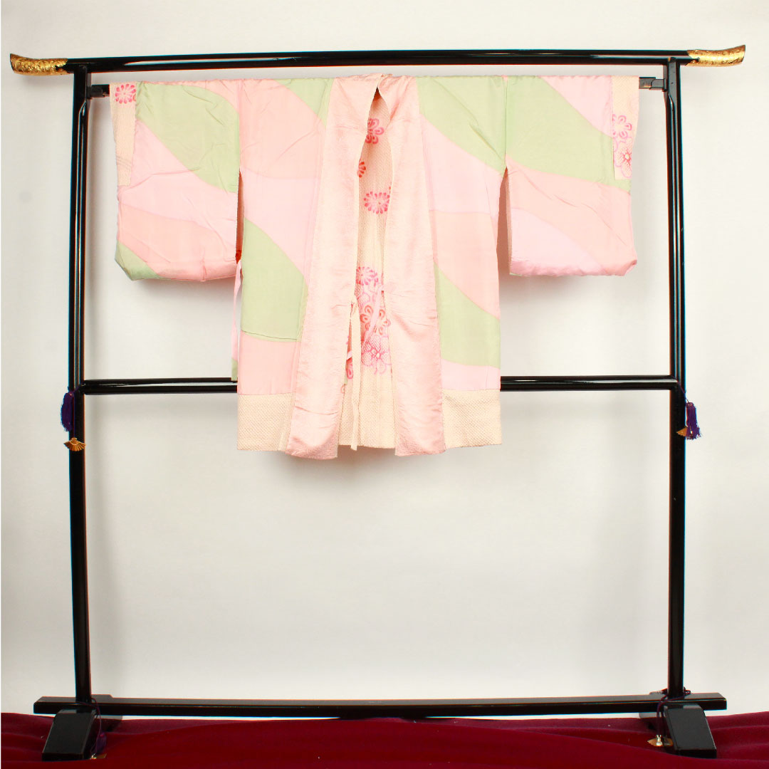 道中着 身丈90.5cm 裄丈63.5cm 曙色 花模様 正絹 Sランク 袷 ピンク系 1117000372913