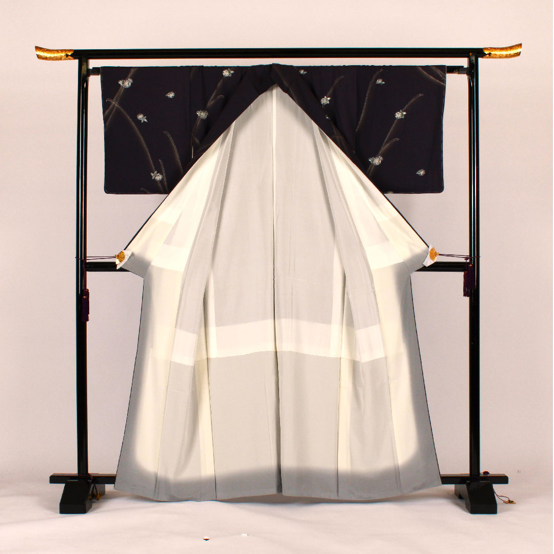 Komon, Length 164.5cm, Sleeve length 66cm, Lined, Flower pattern, Pure silk, S rank, Purple, 1115001162320