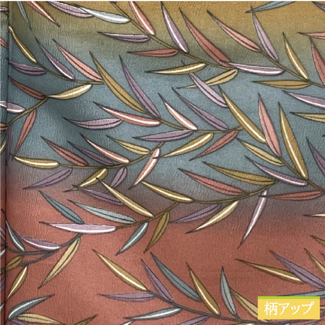 小紋 ポリエステル 身丈164.5cm 裄丈67cm 袷 長春色（ちょうしゅんいろ） 猟虎色（らっこいろ） 藍砥茶色（あいとのちゃいろ） 笹 横段 Sランク グラデーション系 1115006252499