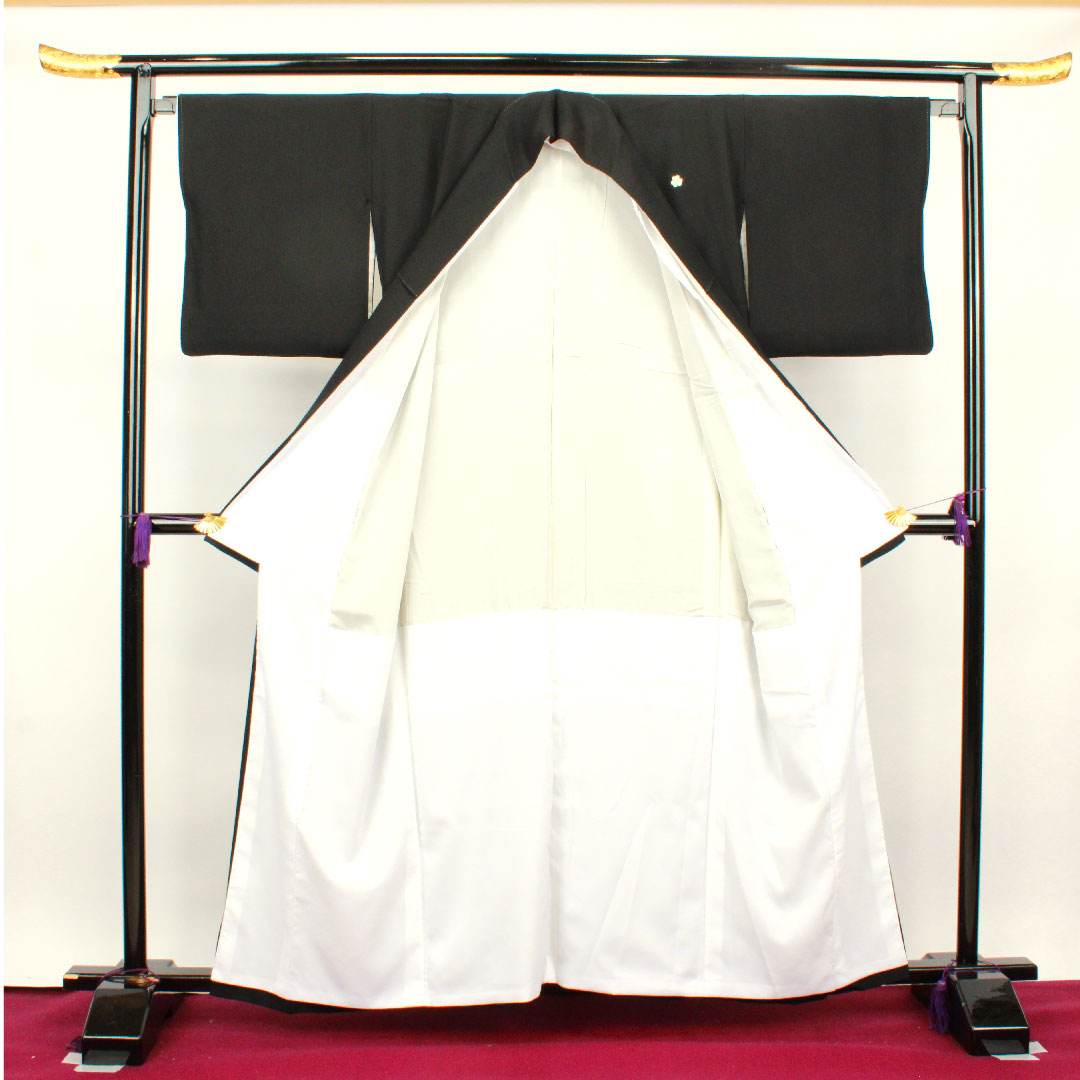 黒留袖 身丈159.5cm 裄丈65cm 袷 京友禅 鶴 片喰 正絹 Aランク 五つ紋 黒系 1111000713310