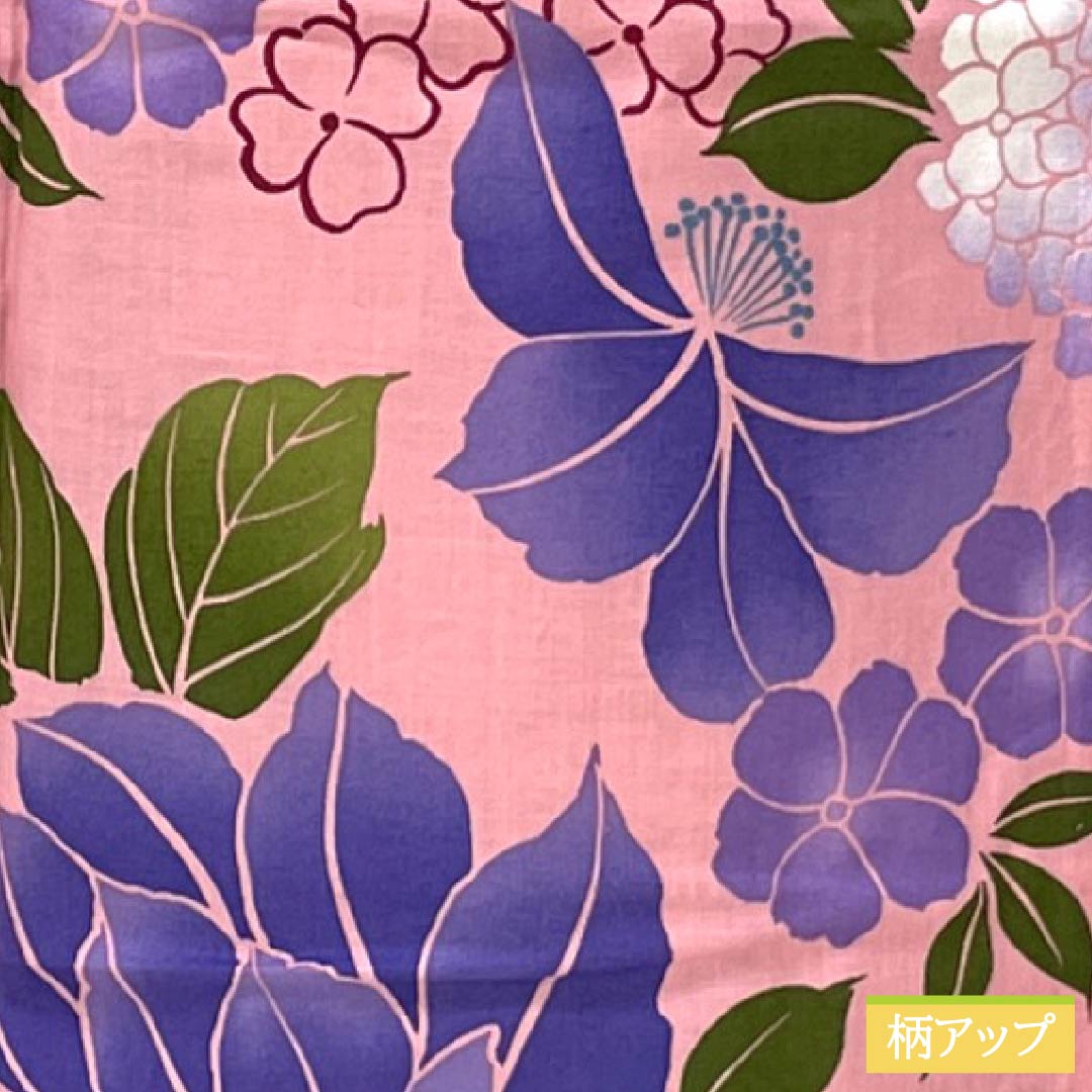 浴衣 木綿 身丈163cm 裄丈65cm Sランク 単衣 ピンク系 中紅花色（なかのくれないいろ） 花 1118006572413