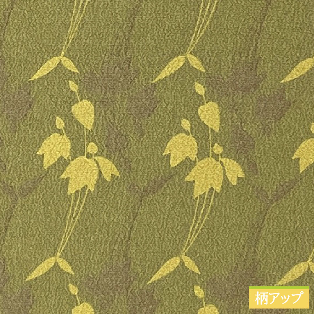 小紋 ポリエステル 身丈163cm 裄丈65cm 袷 紀州茶色（きしゅうちゃいろ） 洗える着物 抽象花 しつけ糸付き 未使用品 Sランク 緑系 1115004922419