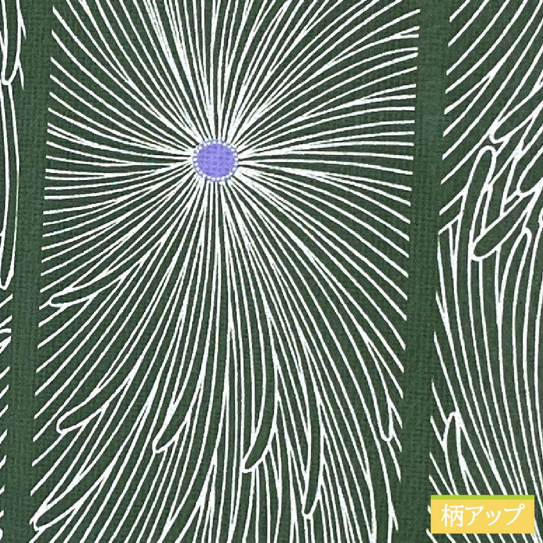 夏物 ポリエステル 小紋 身丈158cm 裄丈66cm 夏虫色（なつむしいろ） 乱菊 洗える着物 紗 Sランク 緑系 1132002162319