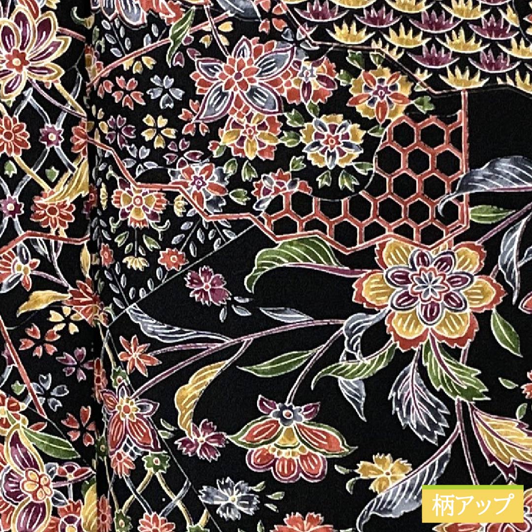 小紋 正絹 Sランク 身丈162cm 裄丈63.5cm 袷 総花 黒系 1115007172410