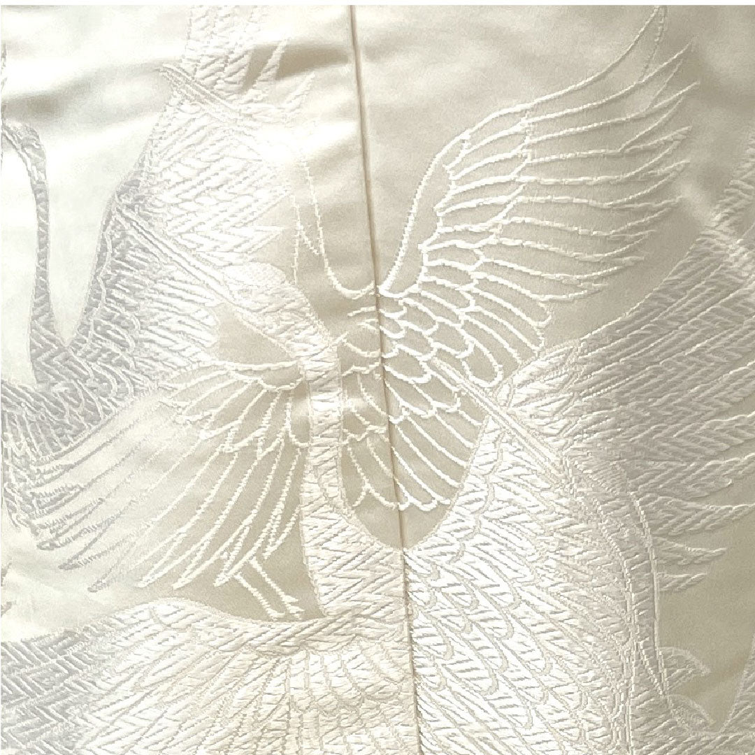 白無垢 身丈194cm  唐織 白鶴 正絹 Aランク 袷 白系 1110000503911