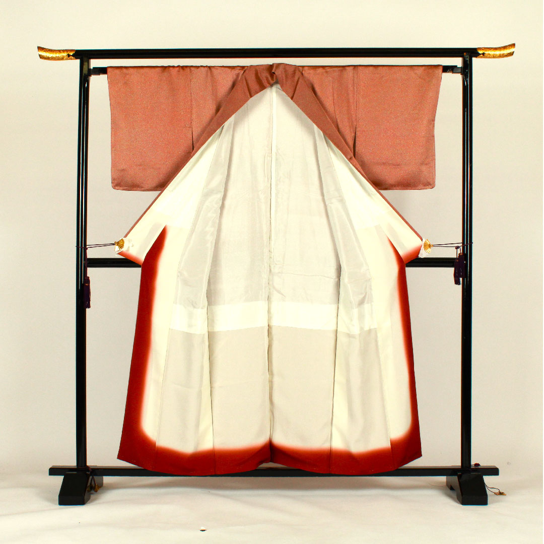 色無地 タタキ染 作家物 源氏車  身丈157cm 裄丈64.5cm 袷  正絹 Sランク 茶系 1114000382314