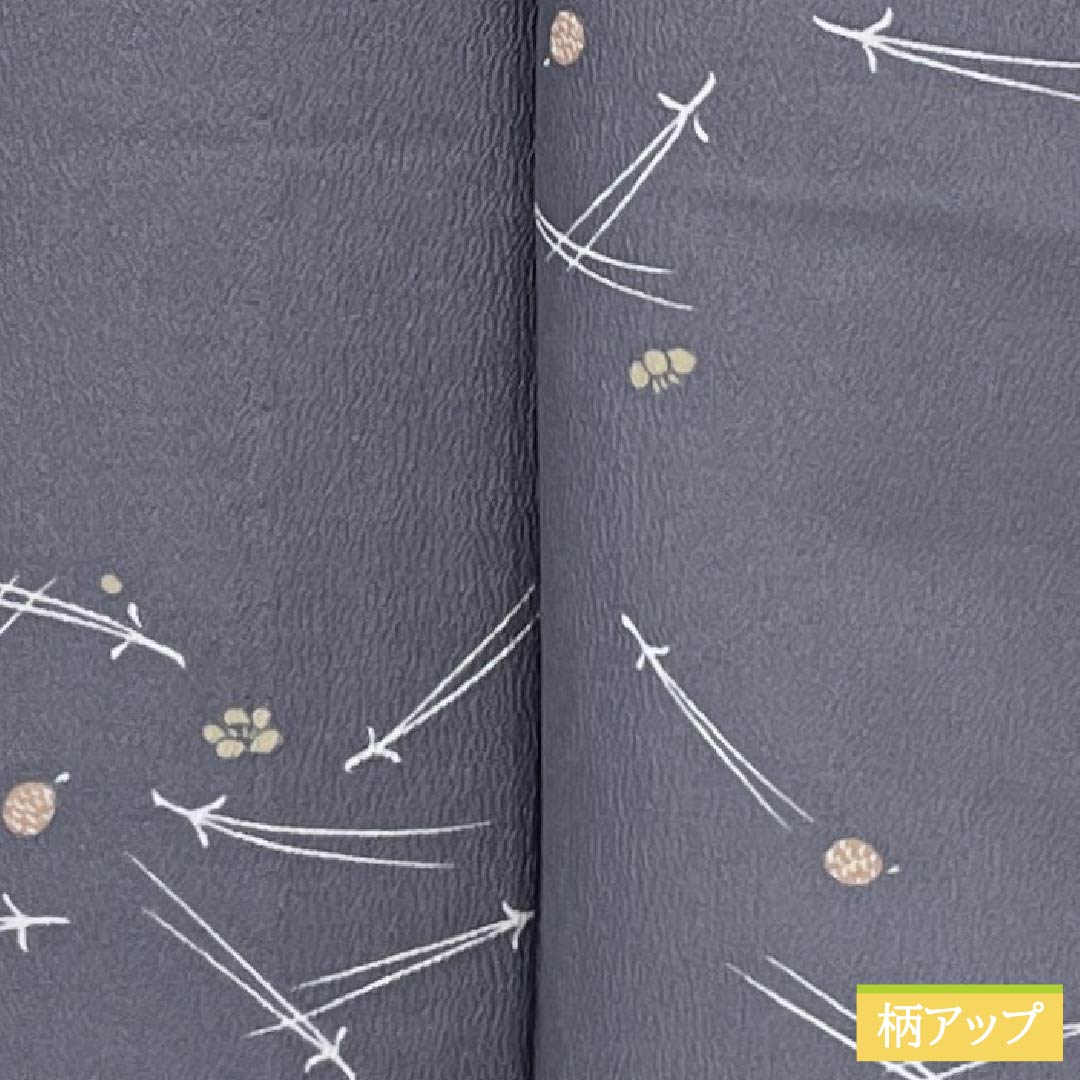 Polyester Komon, S-rank, Length 163cm, Sleeve-to-sleeve 65.5cm, Unlined, Nezumi-shino color (grayish brown), Katazome Pine, Bamboo and Plum, Washable Kimono, Gray tones, 1115007942422