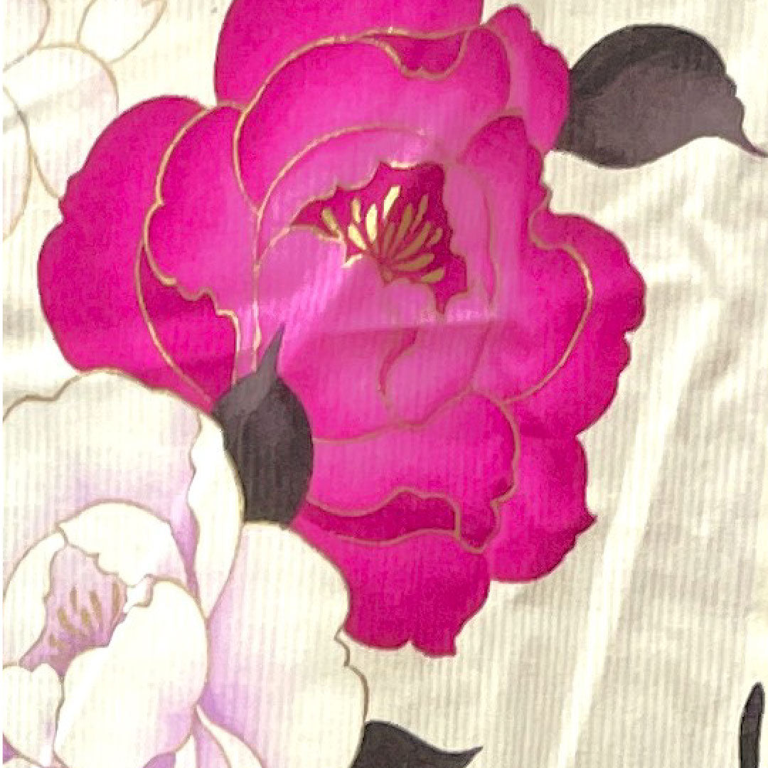 浴衣 蝶 薔薇 山本寛斎 Kansai 木綿 Sランク 単衣 身丈162.5cm 裄丈68.5cm 白系 1118001842411