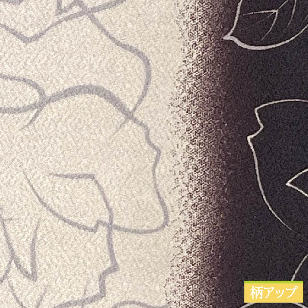 小紋 ポリエステル 身丈167.5cm 裄丈67.5cm 袷 褐色（かちいろ） 小町鼠色（こまちねずいろ） 洗える着物 薔薇 しつけ糸付き Sランク グラデーション系 1115005202599