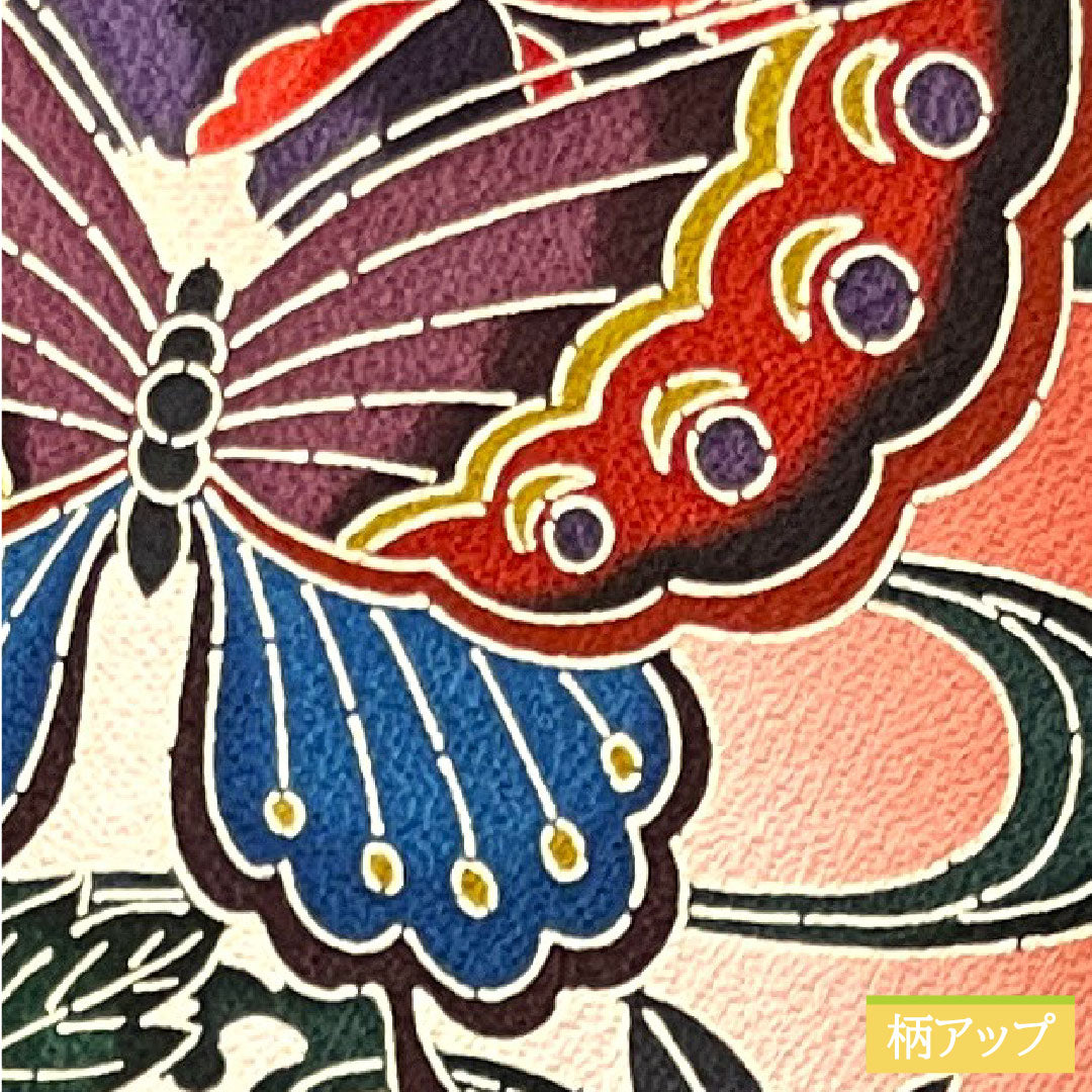 振袖 正絹 身丈165.5cm 裄丈67cm 袷  猩々緋色 京紅型 吉祥文様  Sランク 赤系 1113001962512