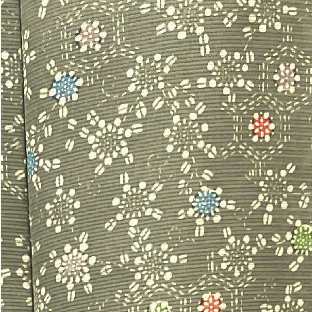 夏物 正絹 小紋 身丈149cm 裄丈63.5cm 柳鼠色（やなぎねずいろ） 菊 亀甲 絽 Sランク グレー系 1132000732122